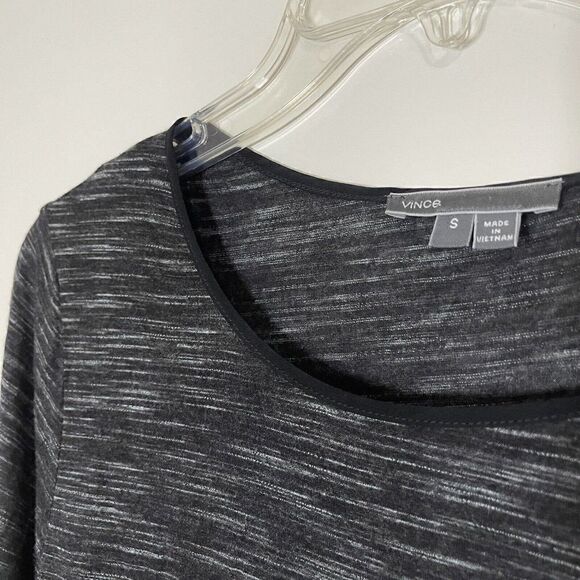 VINCE. Marled grey black knit long sleeve tunic top silk combo size Small - Picture 4 of 4